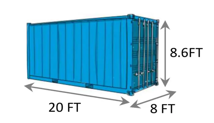 Image of a 20 x 8 ft container